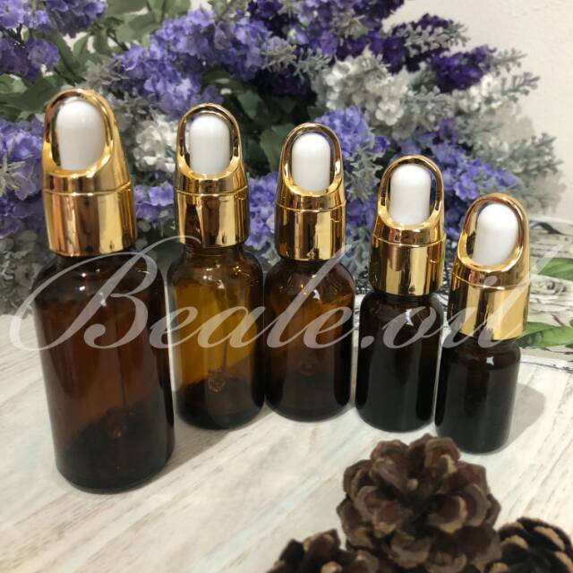 Botol Amber Pipet Kaca Tebal 5ml 10ml 15ml 20ml 30ml Botol Pipet Kaca Tebal tutup lux gold luxury