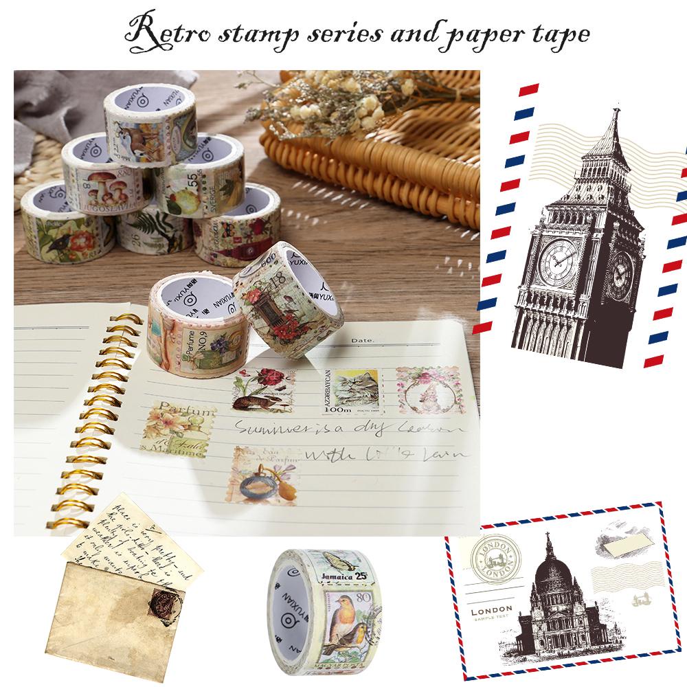 R-flower Washi Stiker Retro Diary Planner Jurnal Vintage Stamp Tape