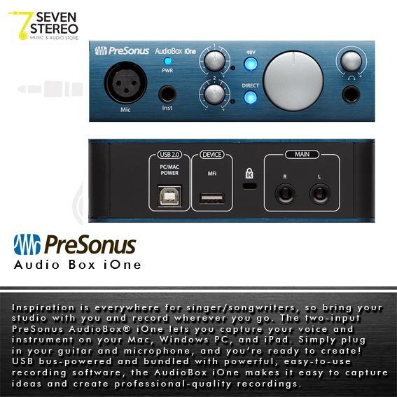 PreSonus Audio Box IOne USB - IPad Audio Interface / Soundcard