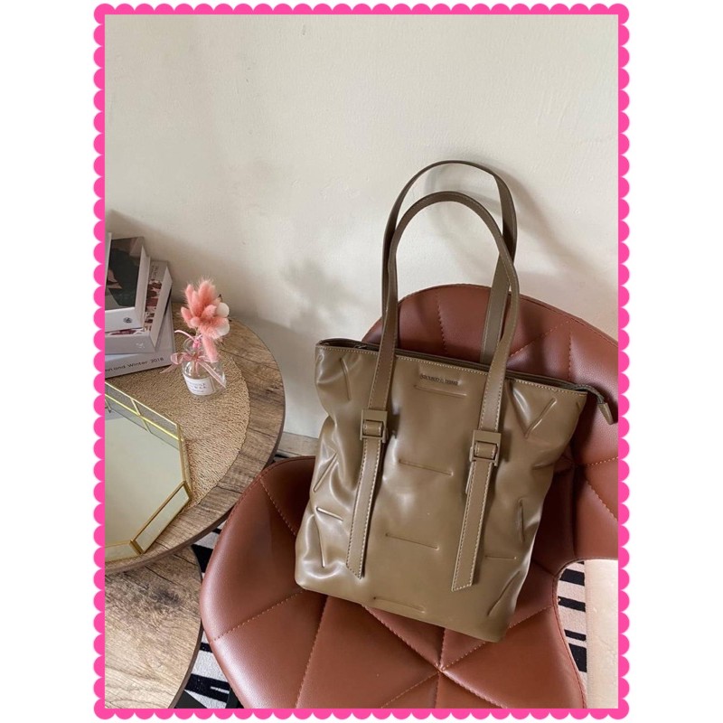 CHARLES AND KEITH (CK) PUFFER DOUBLE HANDLE TOTE BAG - TAS WANITA