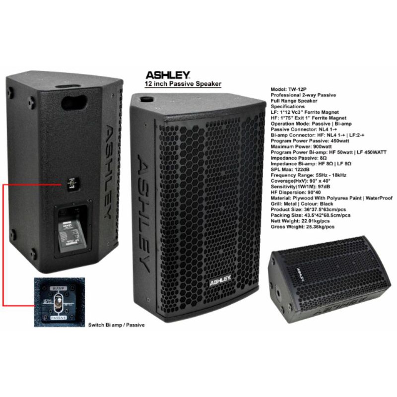 Speaker pasif Ashley TW12P/ TW 12P Speaker 12 inch pasif original