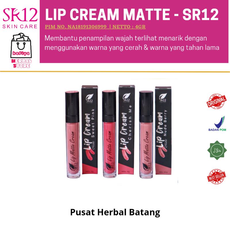 SR12 LIP MATTE CREAM BPOM / LIPSTIK MATTE MAKE UP / BEBAS PARABEN , TAHAN LAMA &amp; RINGAN