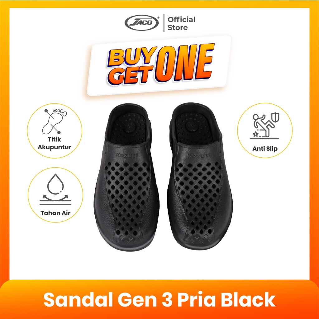 BUY 1 GET 1 Jaco Kozuii Sandal Terapi Refleksi Generasi 3 for Man Black