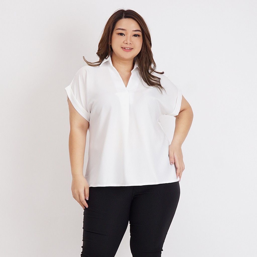 BEFAST - ZFS OOTD Wanita Blouse ANGITA / JEAN TWIST TOP / Blouse Wanita / Atasan Wanita Lengan Pendek / Blouse Leher V / Fashion Wanita Casual / Blouse Formal Polos