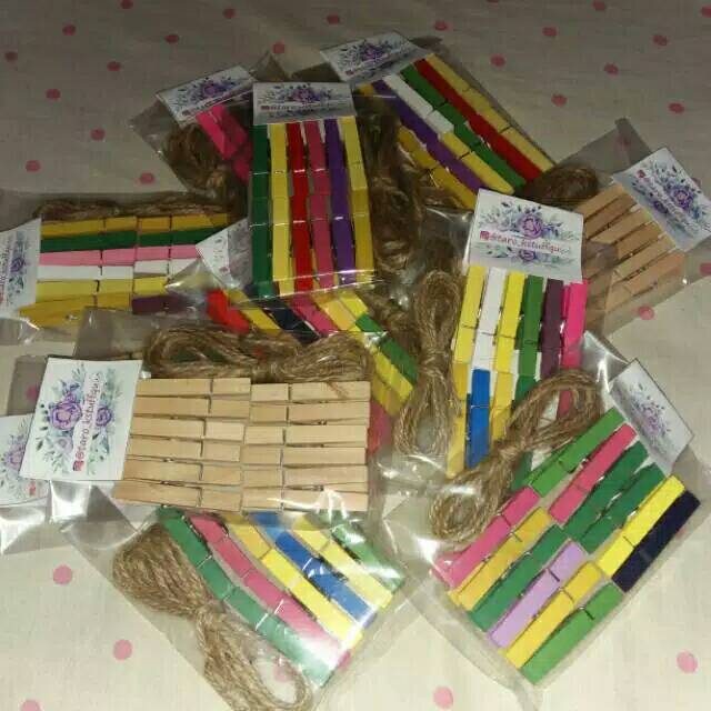 Wooden clip rainbow dan polos, penjepit kayu