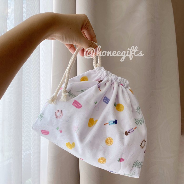 

✨ BISA COD ✨ pouch bag serut lucu kantong goodie hijab tas insert tutti fruity kado - summer