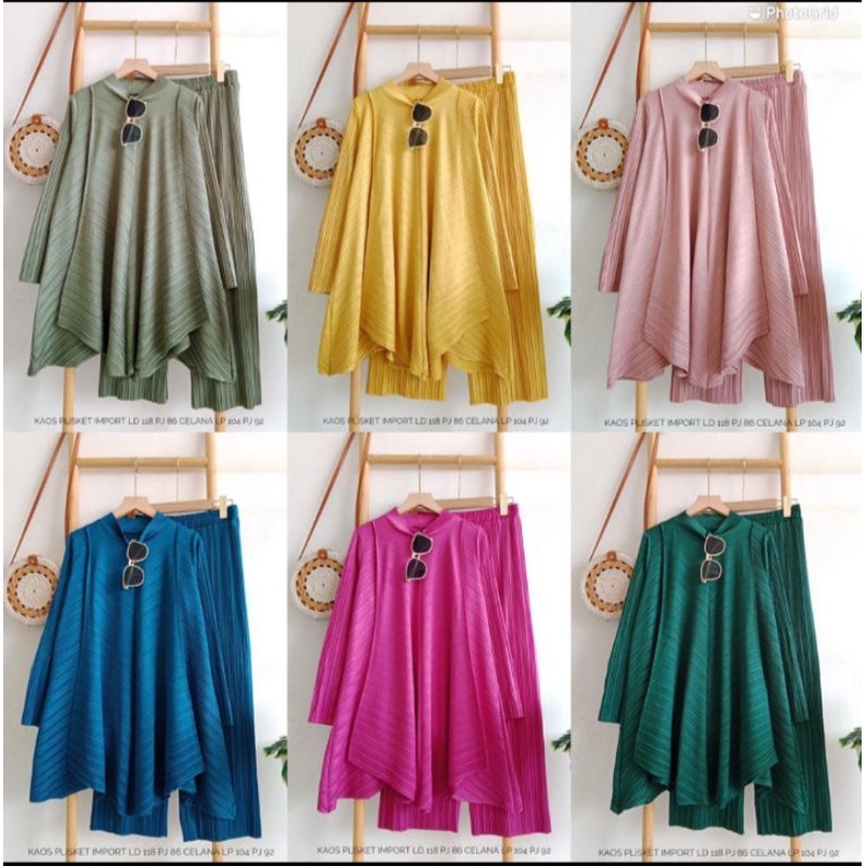one set kaus plisket import/setelan wanita