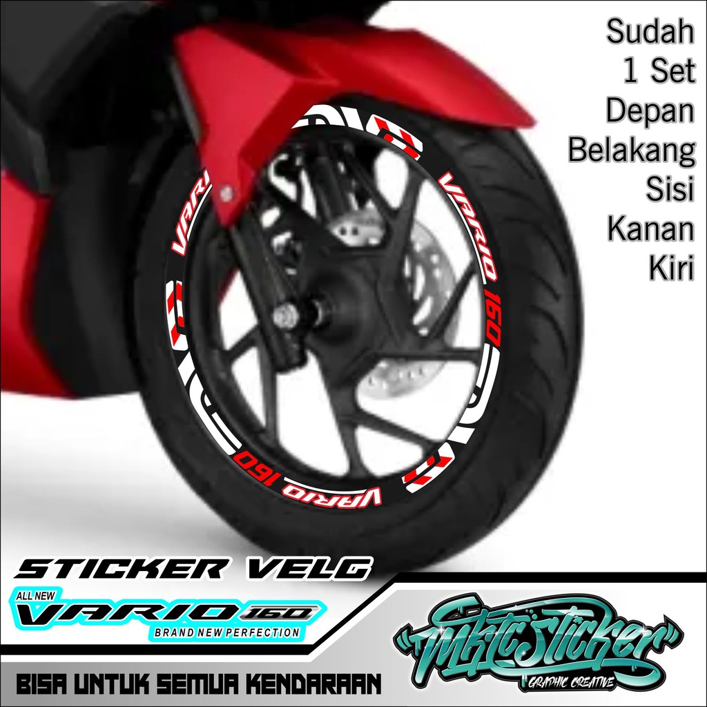 TERLARIS VARIASI STICKER VELG VARIO 160 CC UNTUK MOTOR WARNA MERAH