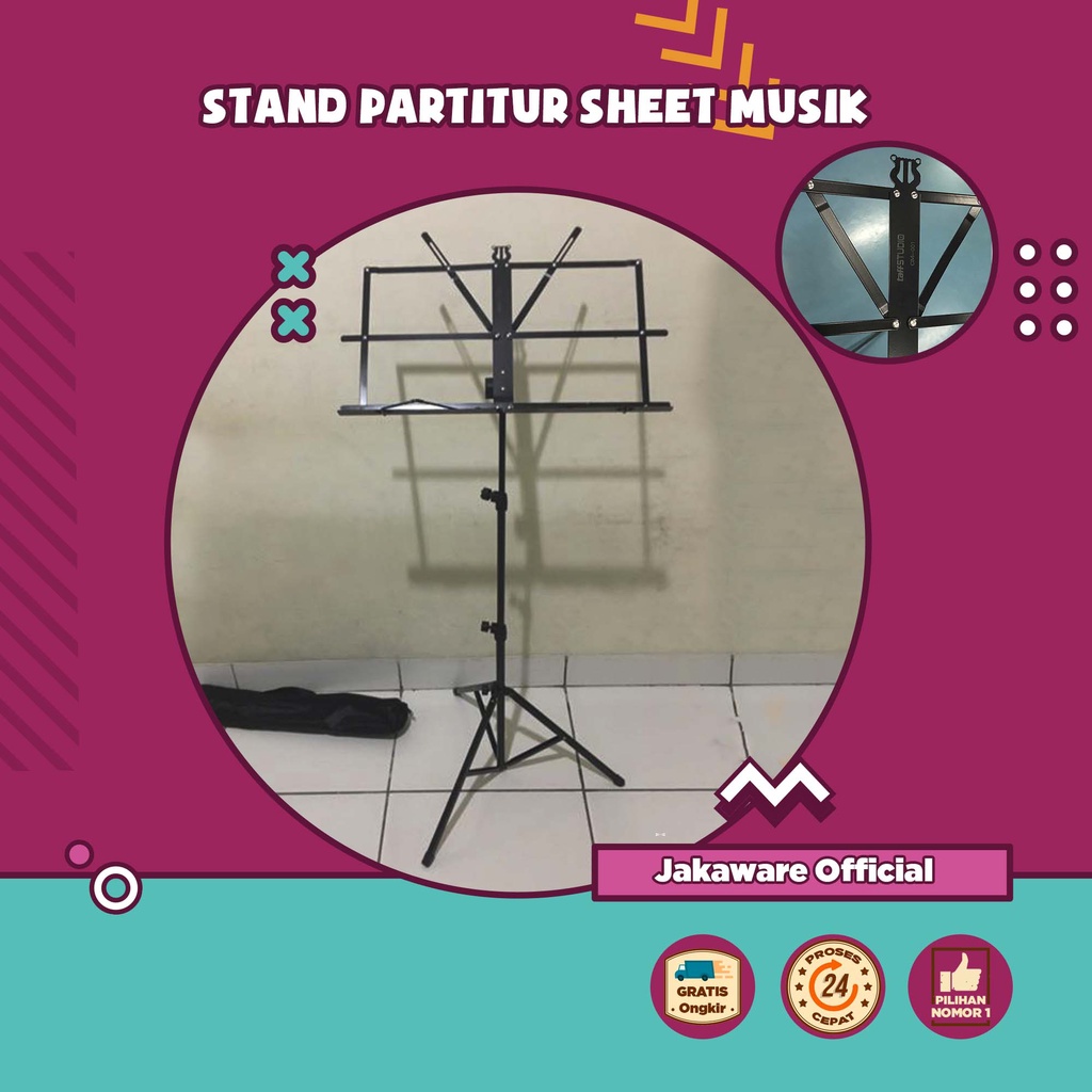 STAND PARTITUR SHEET MUSIK LIPAT STAN PENYANGGA BUKU MUSIC ALAT PORTABLE KLASIK LAGU KECIL GITAR BIO