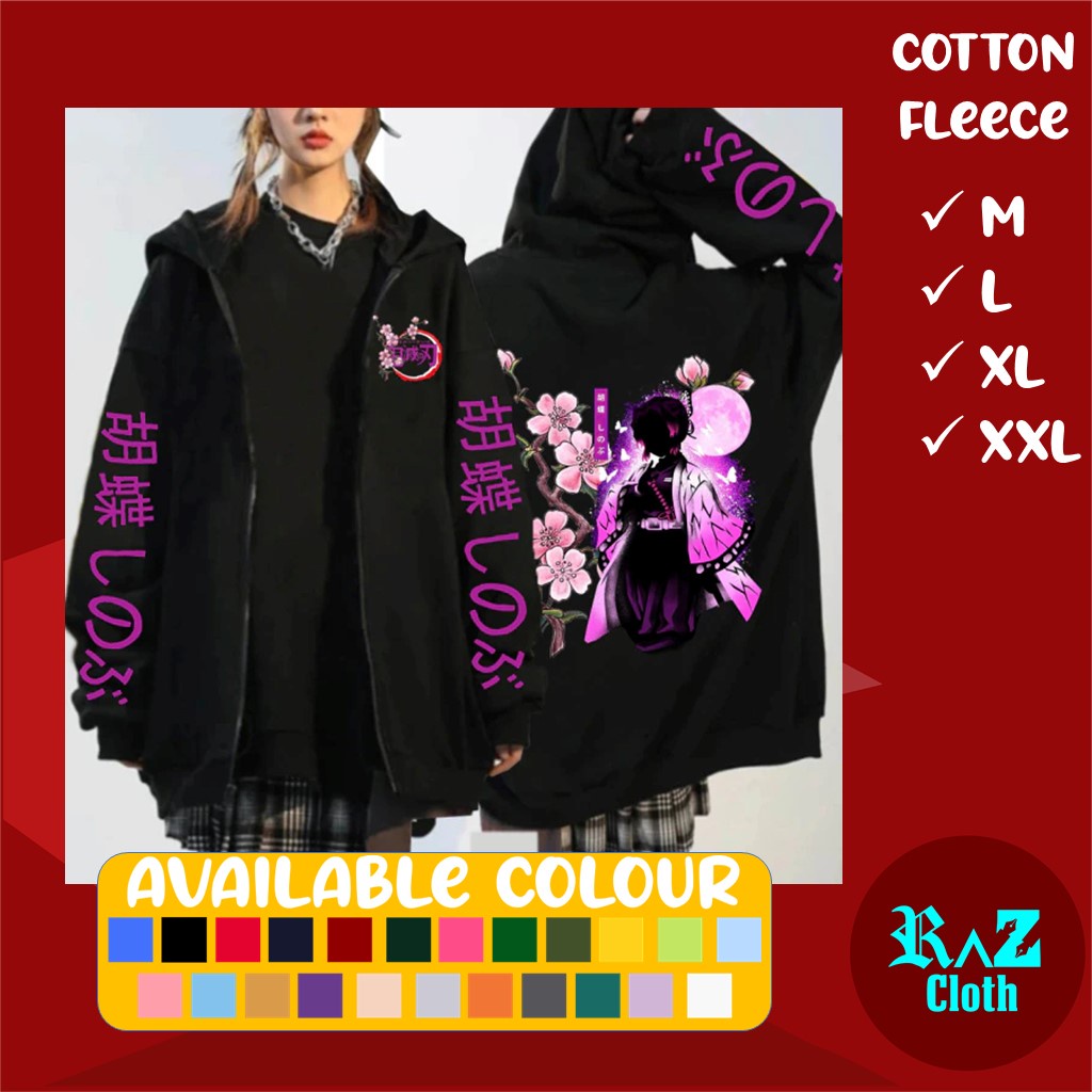 JAKET HUDI WANITA KECE KEREN ANIME SHINOBU KOCHO DEMON SLAYER UNGU