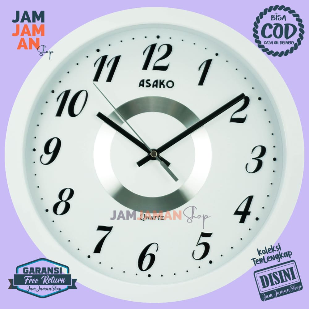 Jam Dinding Analog Dekorasi Kamar Minimalis MurahBest Seller Asako PT2146 Murah Hijau Bagus