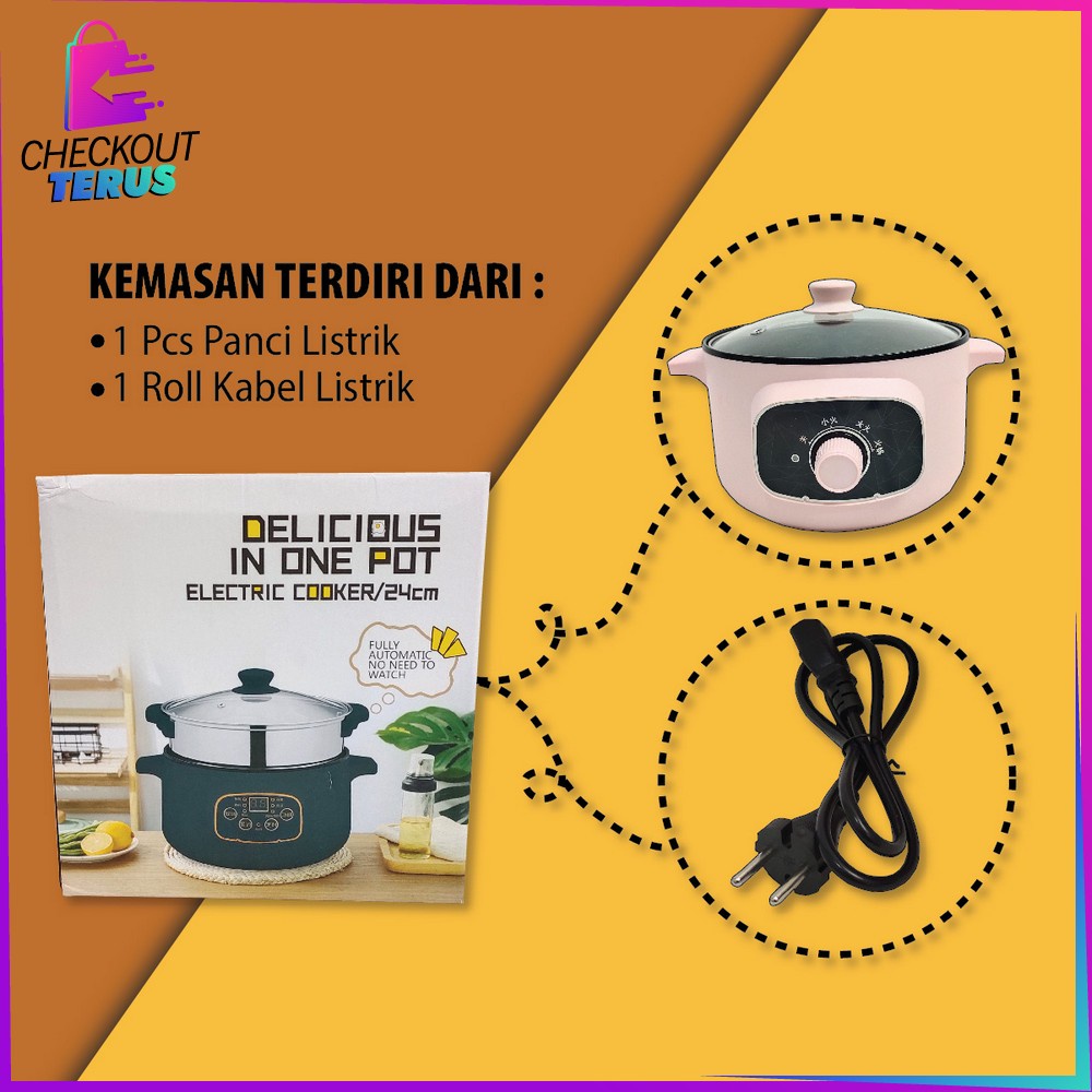 CT C519 Panci Listrik Eletrik Portable Serbaguna / Pan Anti Lengket Kukusan Stainless / Electric Cooker Multifungsi