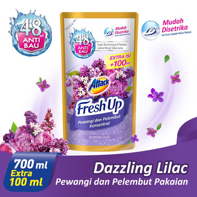 Attack Fresh Up Softener Dazzling Lilac 700ml + 100ml
