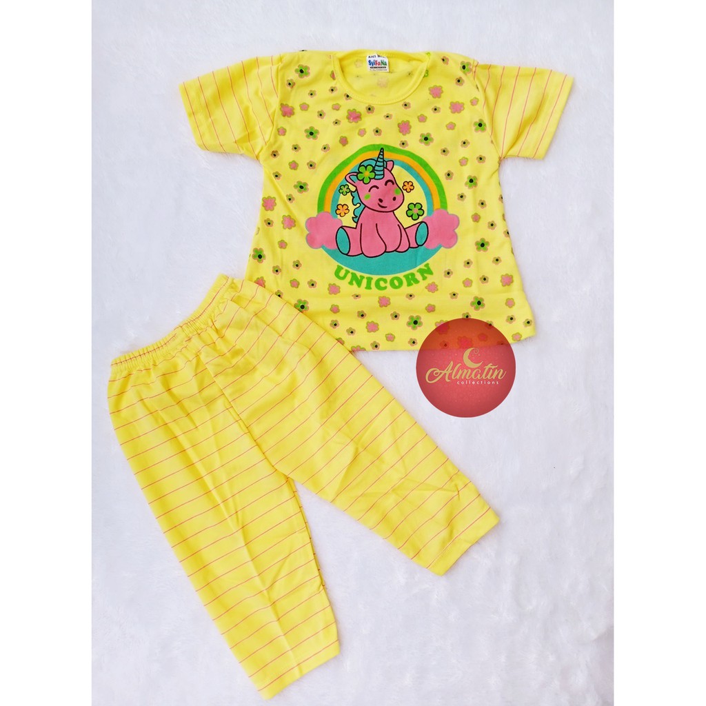 Setelan Baju Bayi Perempuan 3-18 Bulan, Baju Tidur Piyama Anak Lengan Panjang Lucu Murah