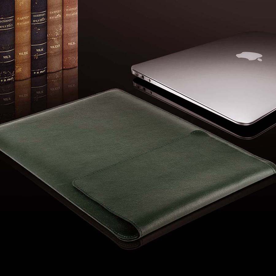 Tas Laptop Softcase Sleeve Slim PU Leather 13 inch - ijo army
