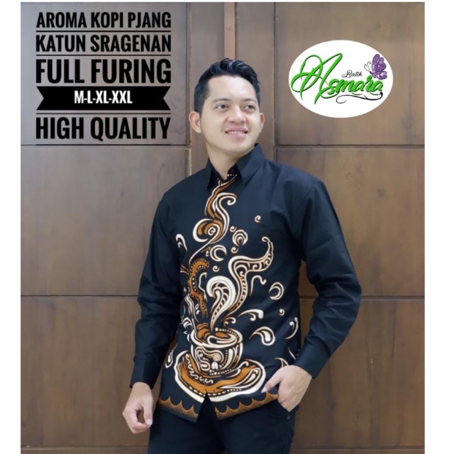 Batik Pria AROMA KOPI Panjang Katun Full FuringTermurah