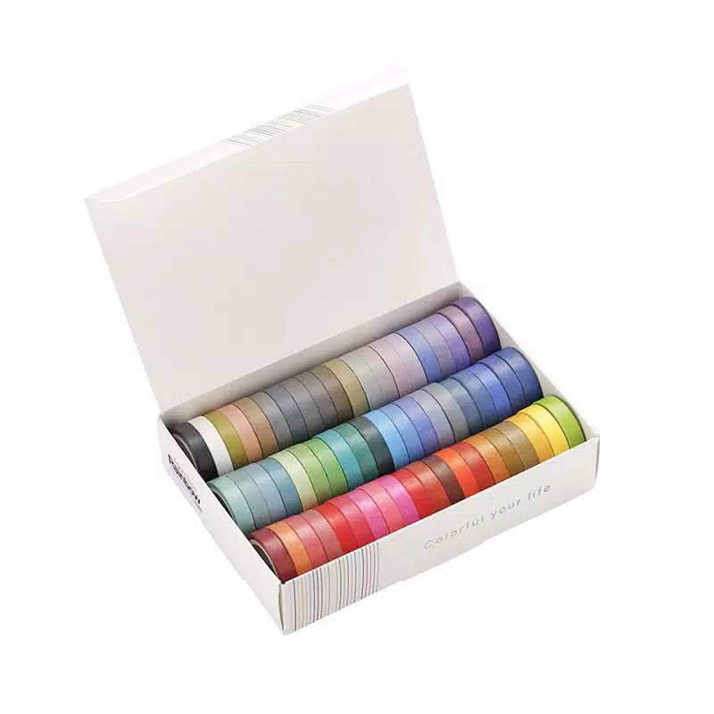 

(60pcs) washi tape warna warni/solasi solatip full color rainbow/pita label perekat lucu scrapbook