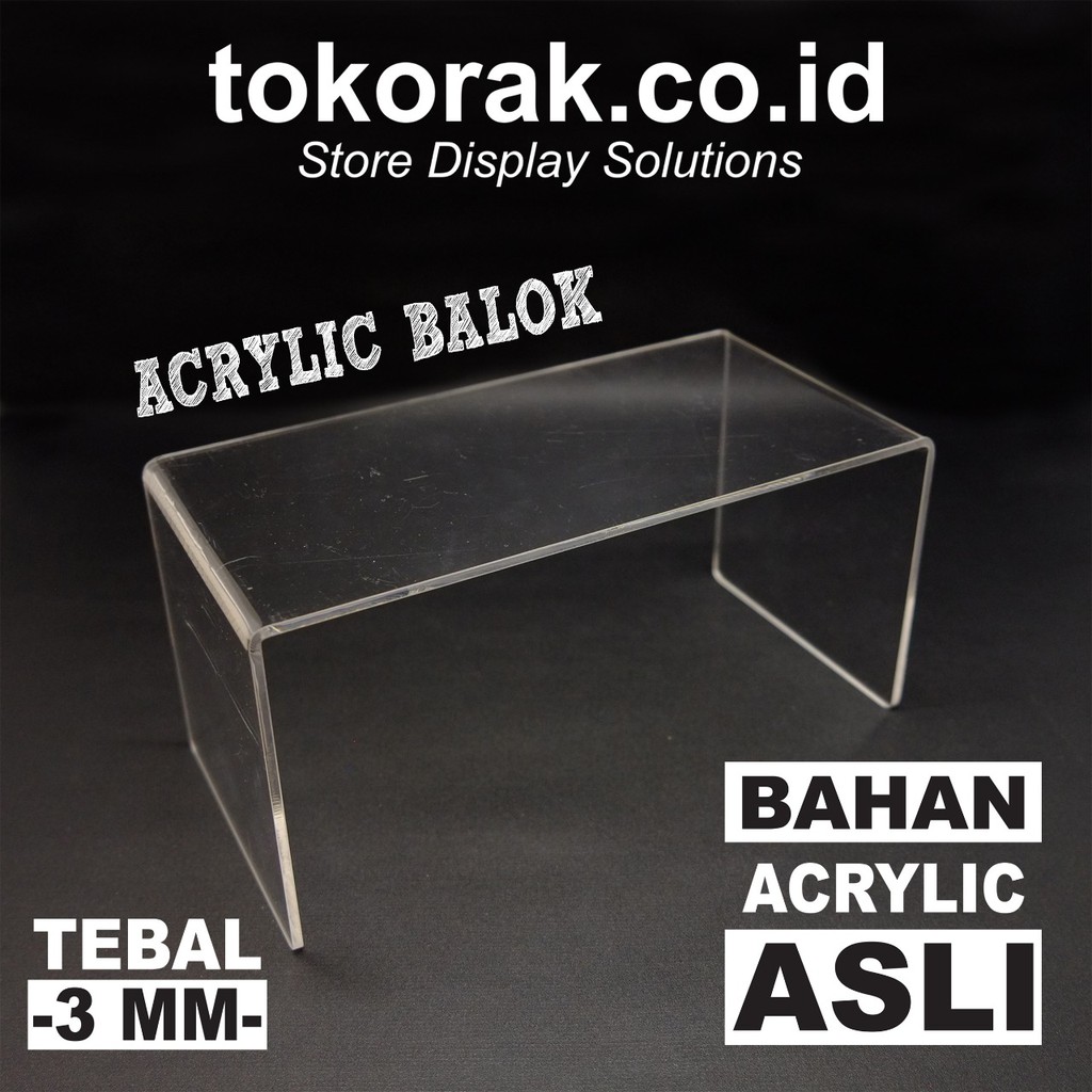 ACRYLIC BALOK AKRILIK MIKA T.10CM TEMPAT SEPATU DOMPET TAS SERBAGUNA