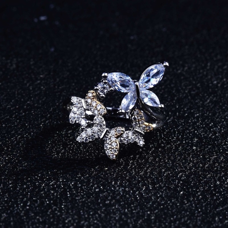 Personality Butterfly Shape White Moissanite Ring