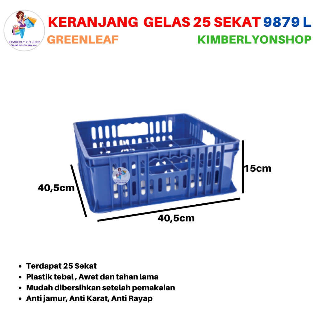 Container Rak Tempat Gelas 25 Sekat 9879 L Green Leaf