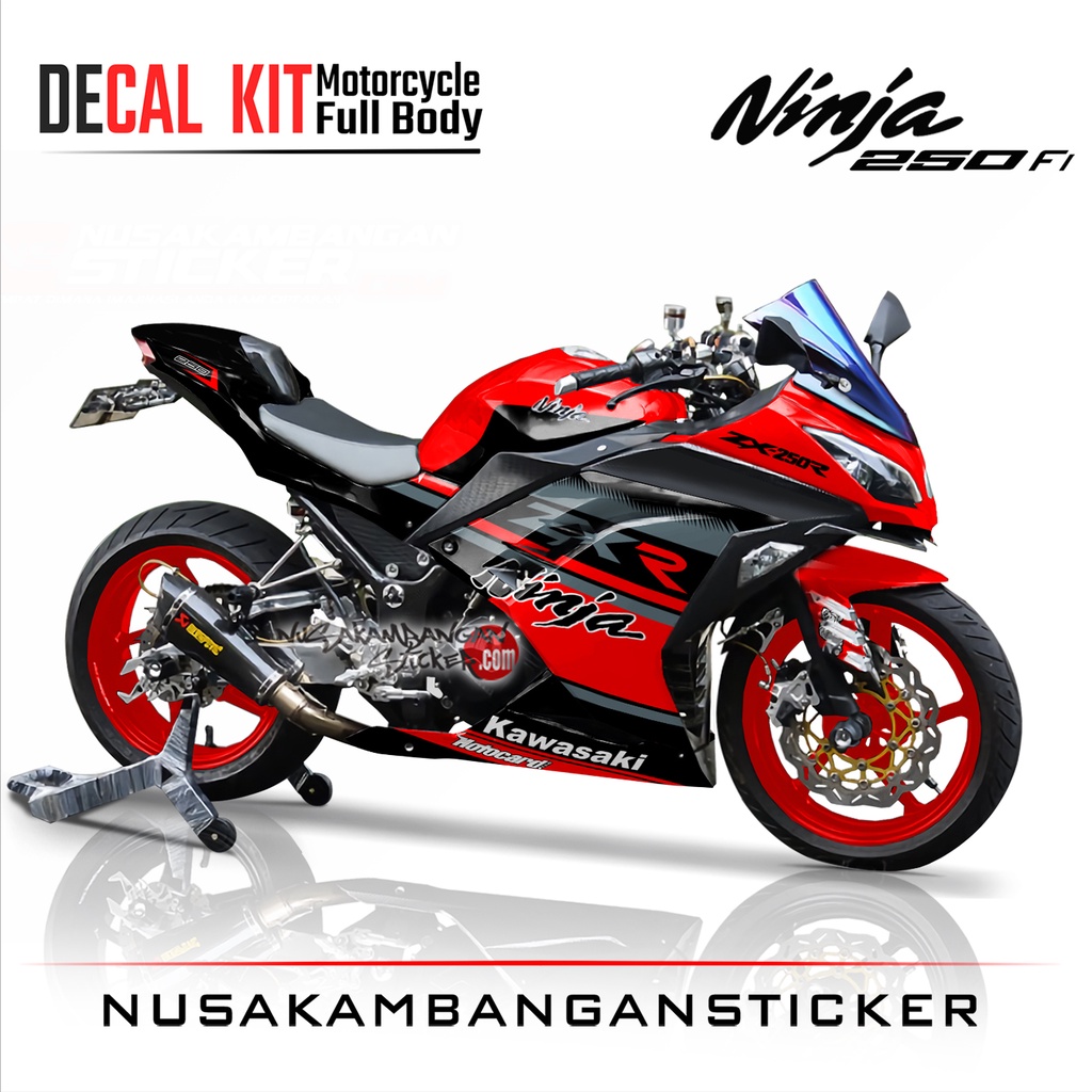 Stiker Decal Motor Kawasaki Ninja 250 fi Full Body ZXR Merah Grafis Racing Team Sticker Variasi Cust