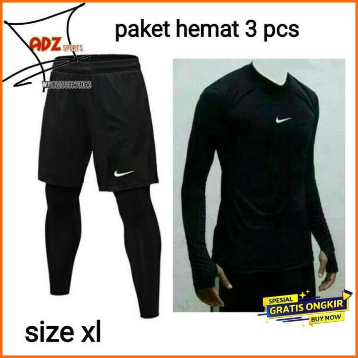 setelan manset baselayer xl nike hitam celana bola baselayer