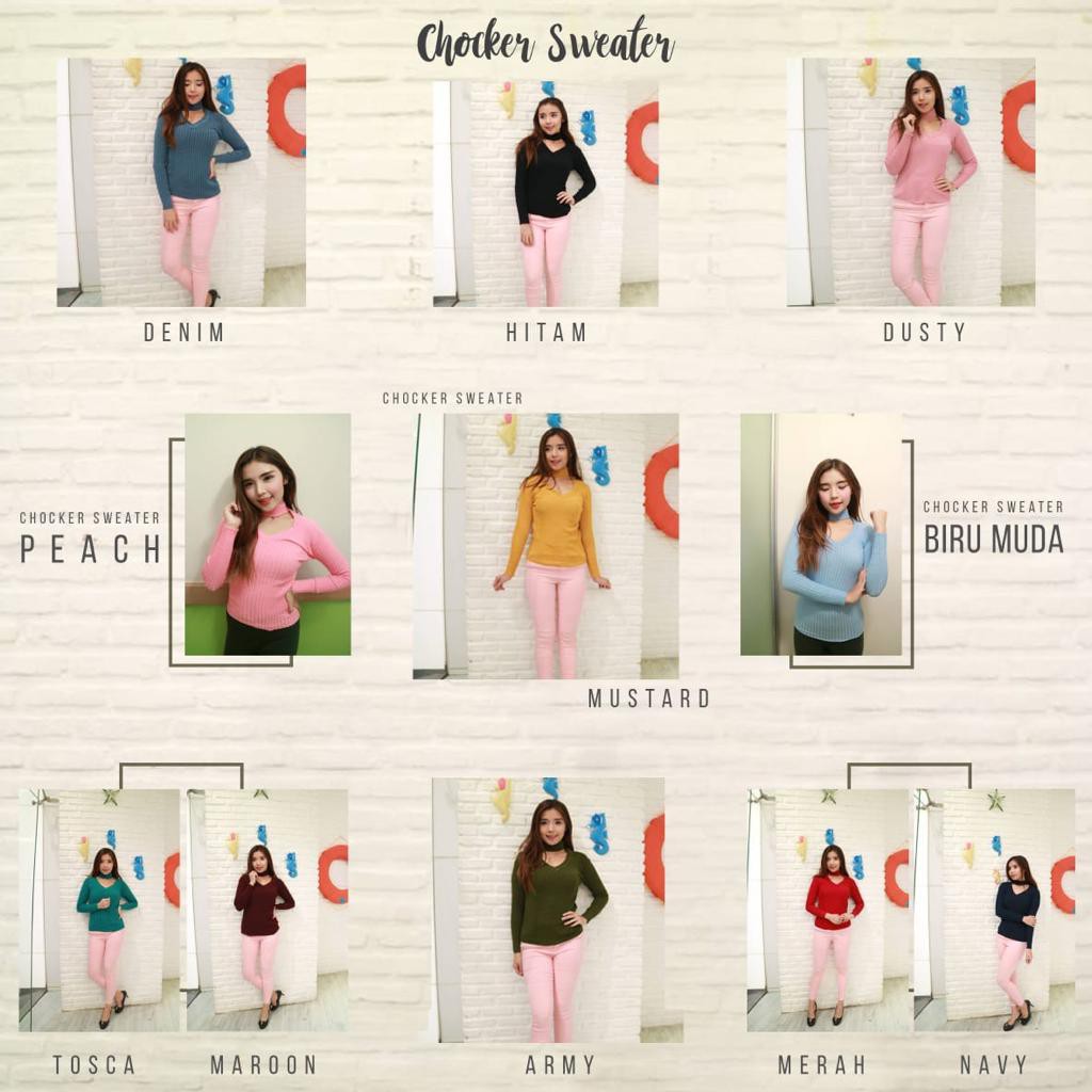 Chocker Sweater / Sweater Rajut Korea / Sweater Wanita / Sweater Fashion / Fashion Wanita