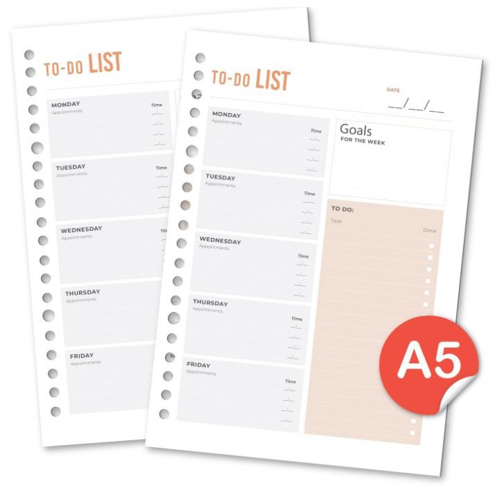 

A5 dan B5 Loose leaf - To Do List