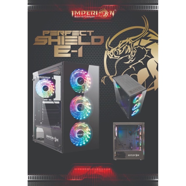 CASING GAMING IMPERION SHIELD E1 BONUS 4 FAN RGB