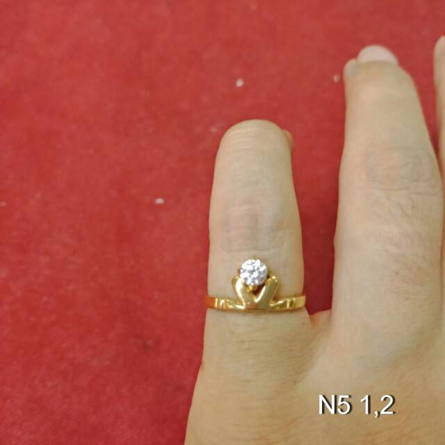 Cincin anak No 1 2 4 5 anak dan dewasa emas asli kadar 700 70% 22 1 satu g gr gram bunga permata deret selisih M