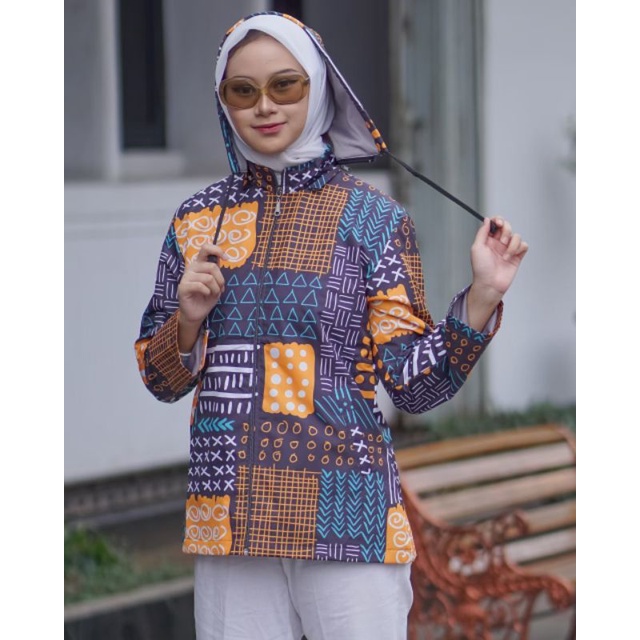 Jaket Printing wanita -Jaket Parasut Print - Jaket Sepeda Gowes Olahraga Wanita / Long jaket MAREEMA