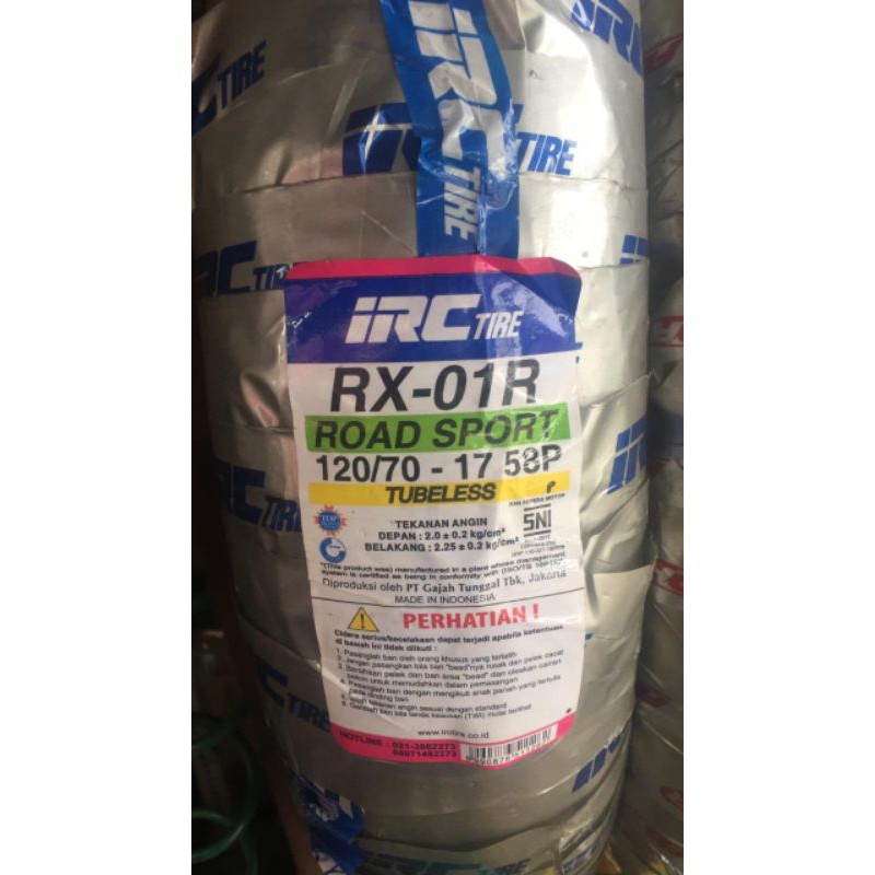 ban irc tubeless ring 17 ukuran 120/70-17
