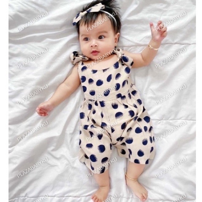 PROMO 7.7 plazababyku JUMPSUIT HANA setelan anak perempuan jumper bayi motif bunga lucu free headband BUBIBEE