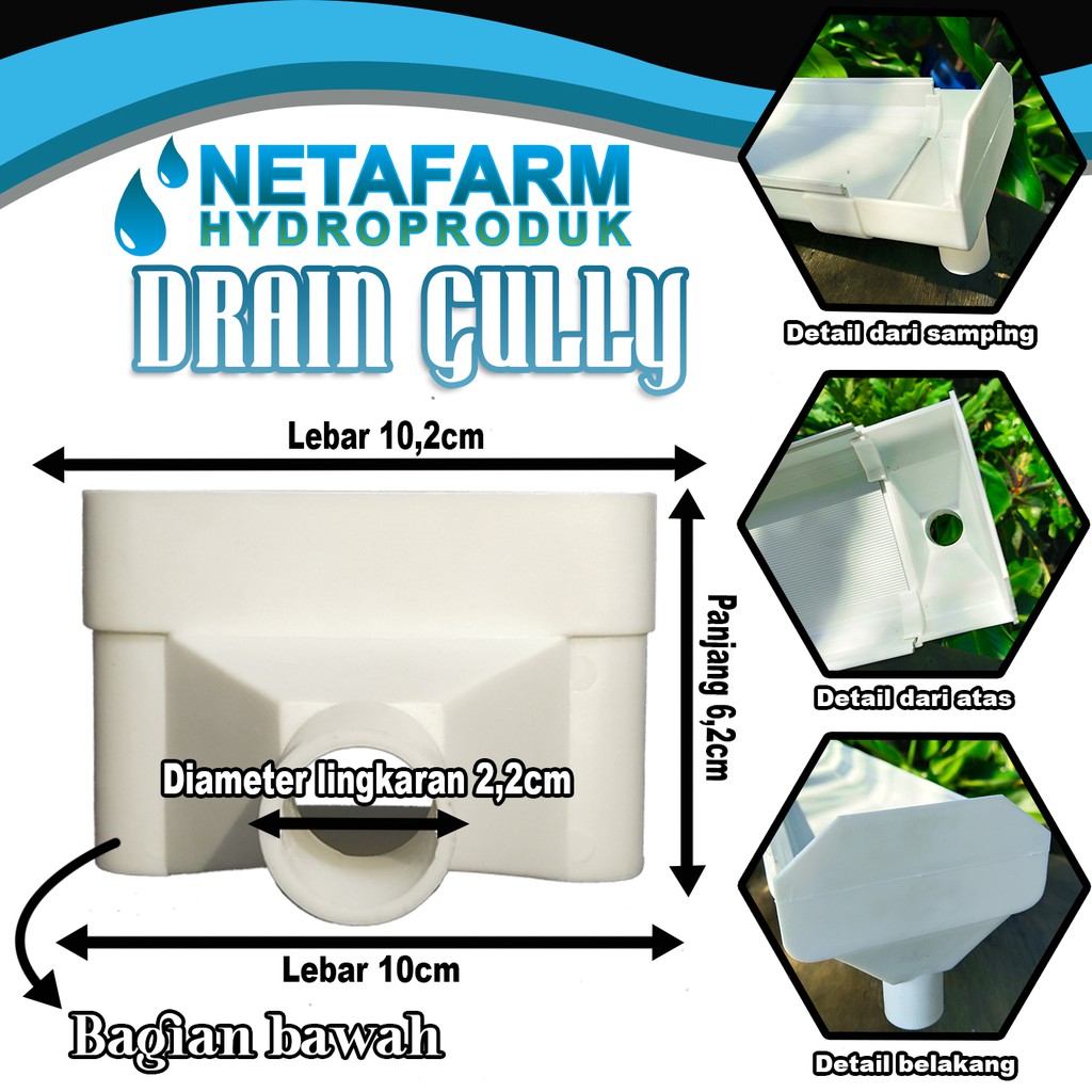 Drain Gully Trapesium Hidroponik NFT Penutup Saluran Air - 1 pcs