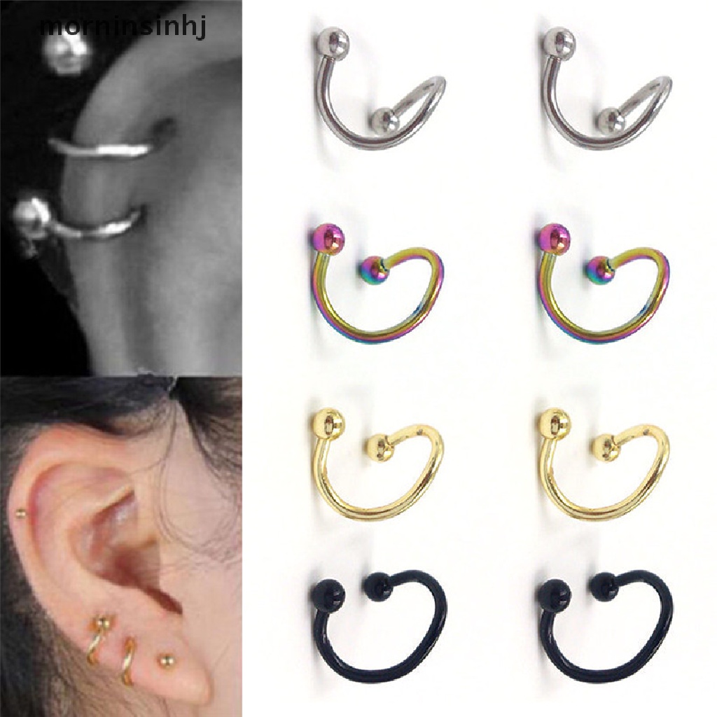 Mor Anting Tindik Telingabibirhidungtubuh Bahan Stainless Steel Desain Spiral Gaya Punk Untuk Priawanita