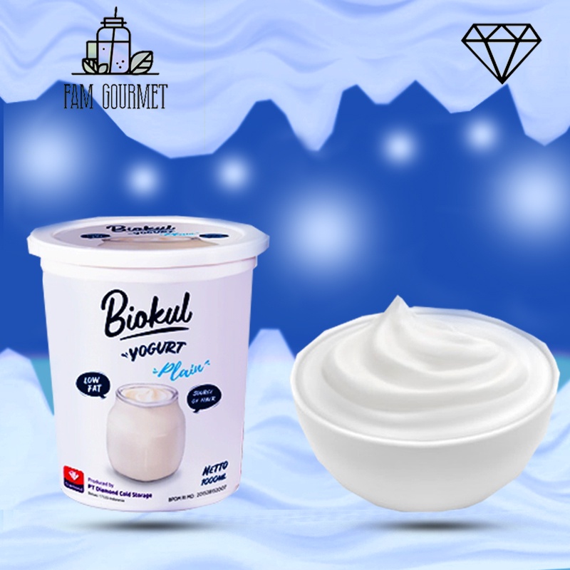 Yogurt Biokul Stirred Plain Low Fat Diamond 1L