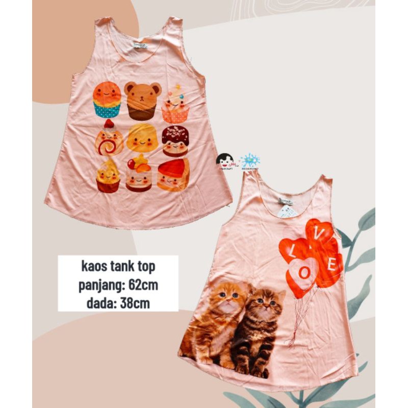 

KAOS TANK TOP WANITA GAMBAR CUPCAKE DAN KUCING / PAKAIAN WANITA