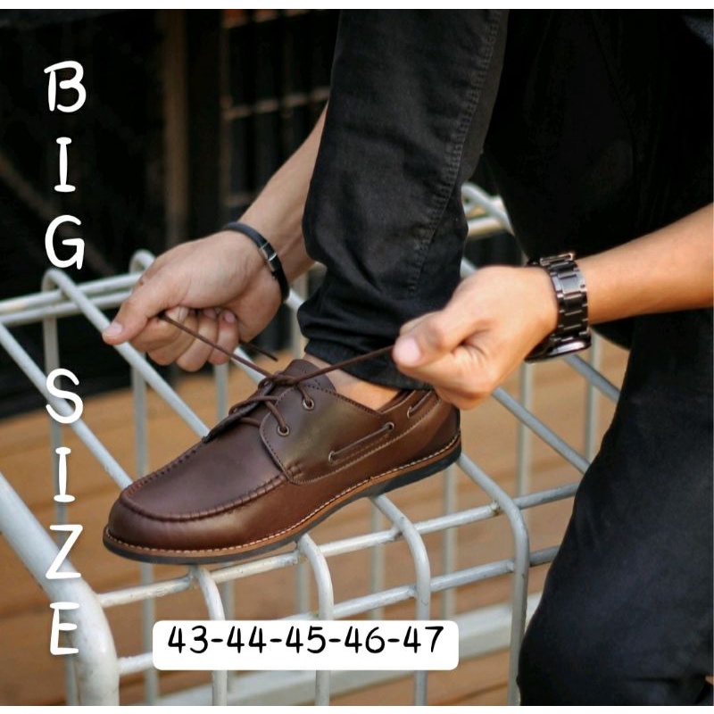 MKofficial Sepatu Oxford Big Size 43_47 Loafers Moccasin Kulit Coklat JUMBO Besar Cocok Buat Kaki Jebrag, 44