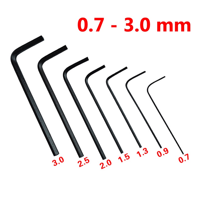 Btsg 7Pcs / Set Kunci L Hex Allen Mini Heksagonal 0.7mm - 3mm