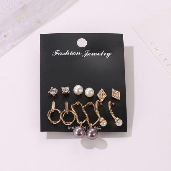 anting set 6 pasang pearl geometric set earrings 3D2  jan204