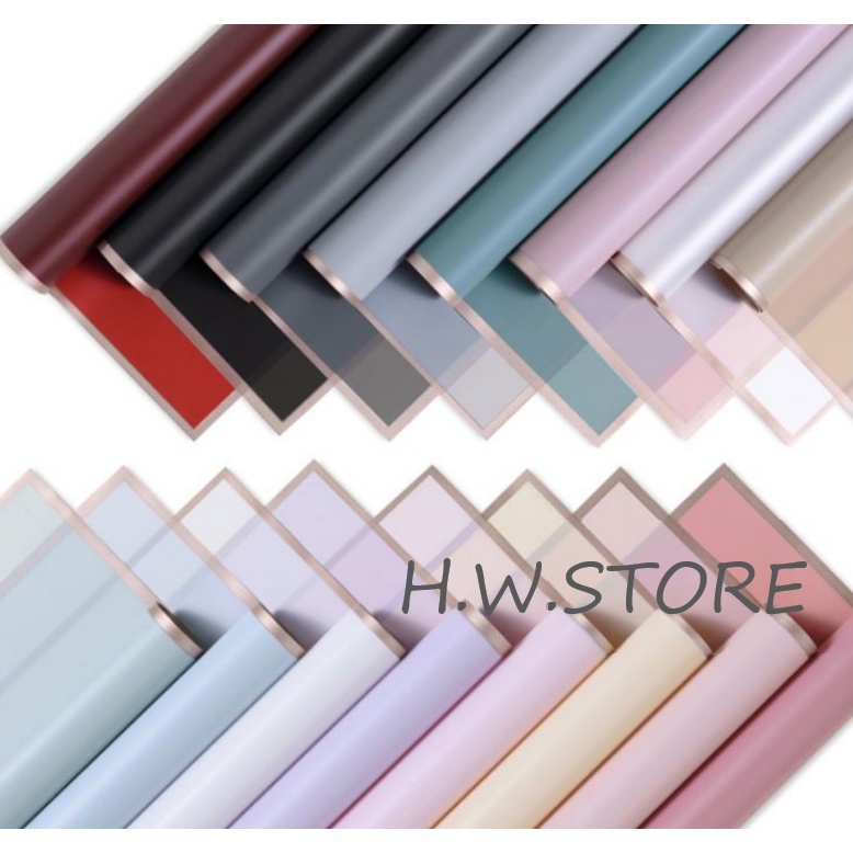 

(Stock updated, hitam ready !!)Jual Kertas Buket, Cellophane paper, Wrapping paper waterproof lis emas/gold line