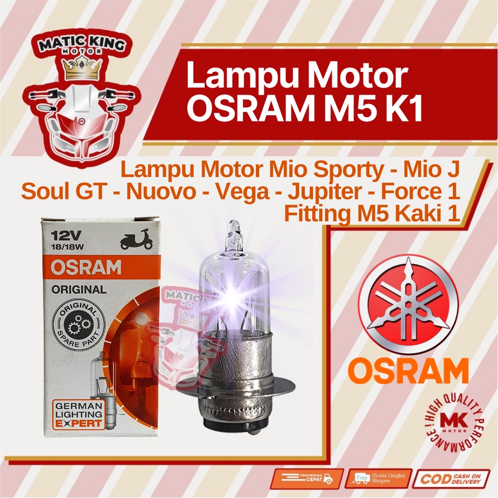 OSRAM bohlam lampu Halogen depan Mio Fino X-Ride Jupiter Z MX Vega Force 1 Soul GT  18 25 35 watt