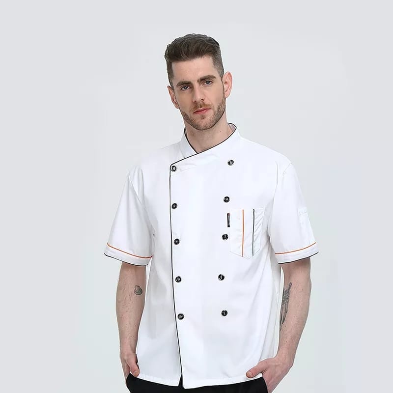 Baju Koki Chef Jacket Lengan Pendek Unisex Pria Wanita