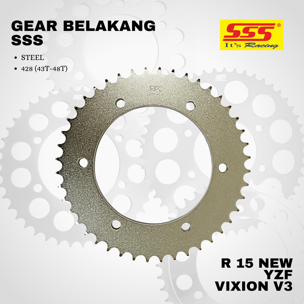 Gear gir YZF R15 V3 NEW VIXION V3 XSR 155 sss 428 41 42 43 44 45 46 47 48 49 50 STEEL SILVER