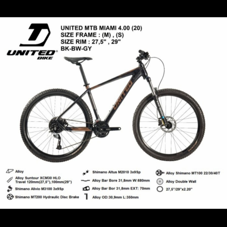 Sepeda Gunung MTB United MIAMI 4.00 27.5 27 Speed Alloy