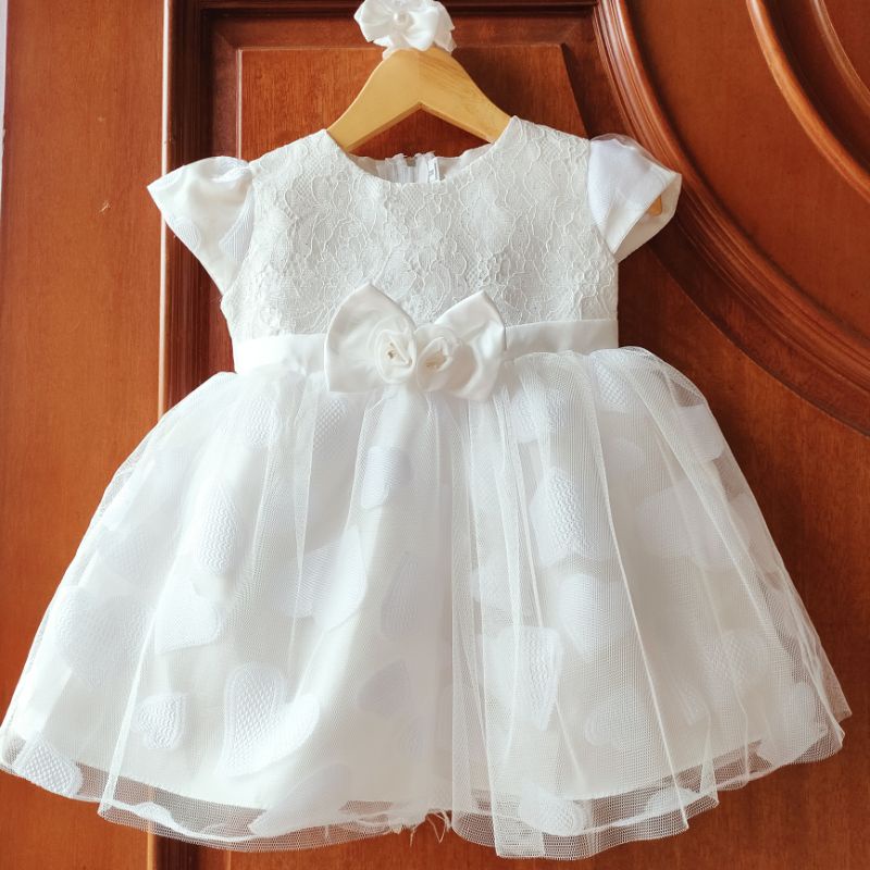 A076 gaun bayi perempuan / dress putih / gaun putih 1 tahun
