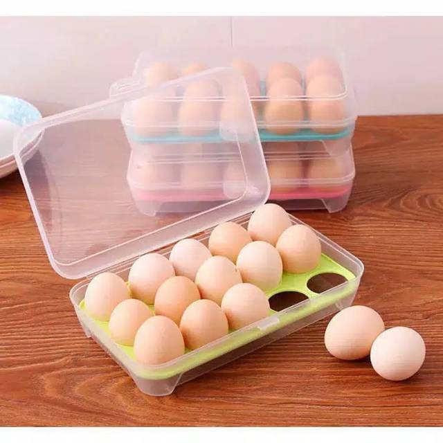 Egg Box Atau Box Telur - Tempat Penyimpanan Telur isi 15 Sekat - Box Telur 15 Pcs Penghemat Tempat