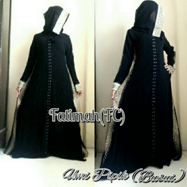 ABAYA GAMIS HITAM,Abaya Border umik pipik