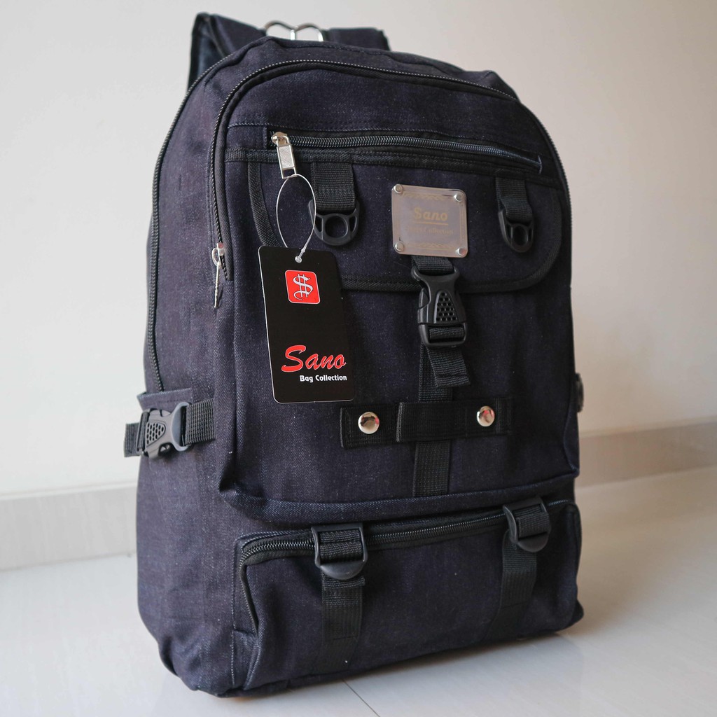 Jual Tas Ransel Punggung Back Pack Distro Navy Jeans Denim Pria Wanita Cowok Cewek Gaul