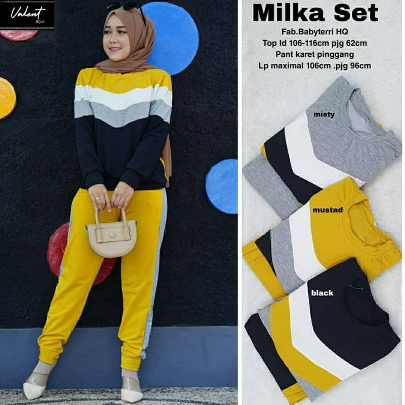 Milka Set, setelan, oneset, setelan modis, setelan wanita, setelan kekinian, setelan murah, ootd